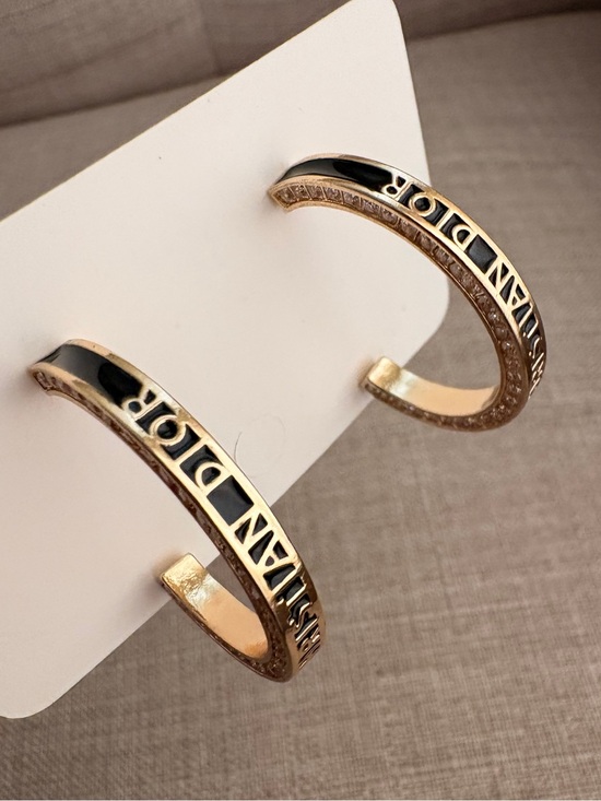 Dior Jewelry - Dior Gold and Black Signature Hoop Earrings